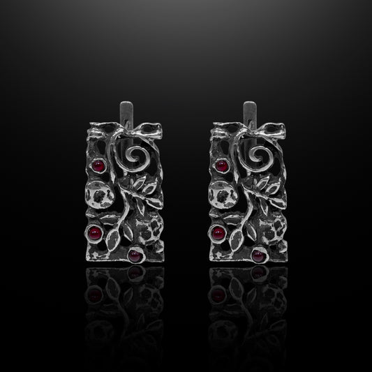Silver Earings - Pomegranate Abundance